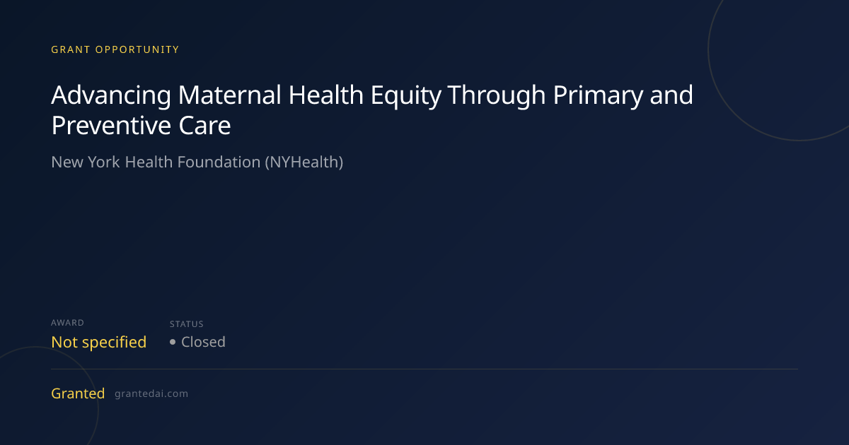 Advancing Maternal Health Equity Through Primary and Preventive Care ...