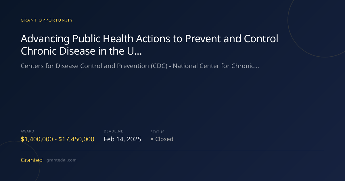 Advancing Public Health Actions to Prevent and Control Chronic Disease ...
