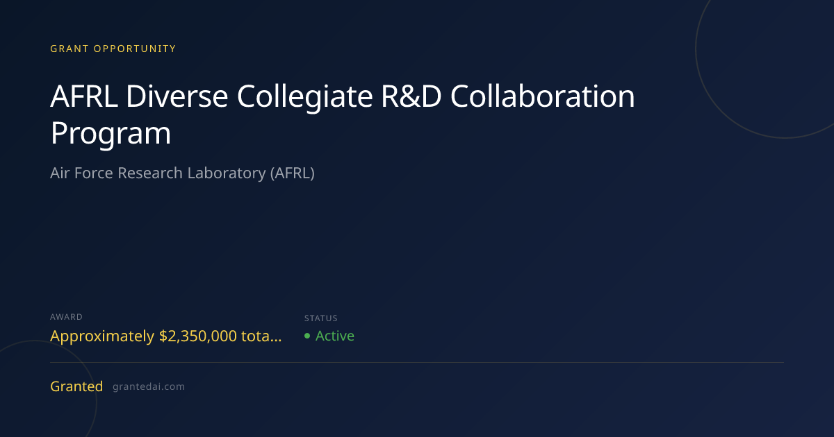 AFRL Diverse Collegiate R&D Collaboration Program (2026) | Granted AI