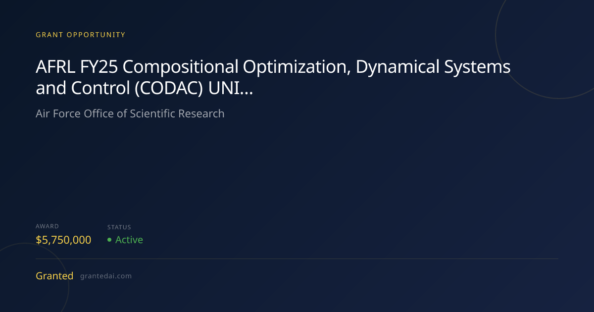 AFRL FY25 Compositional Optimization, Dynamical Systems and Control ...
