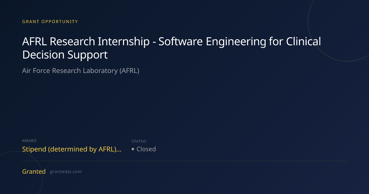 AFRL Research Internship - Software Engineering for Clinical Decision ...