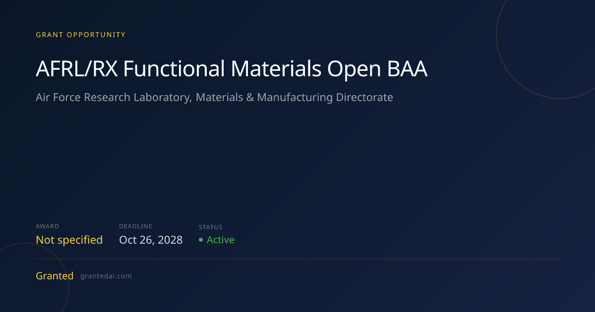 AFRL/RX Functional Materials Open BAA (2028) | Granted AI