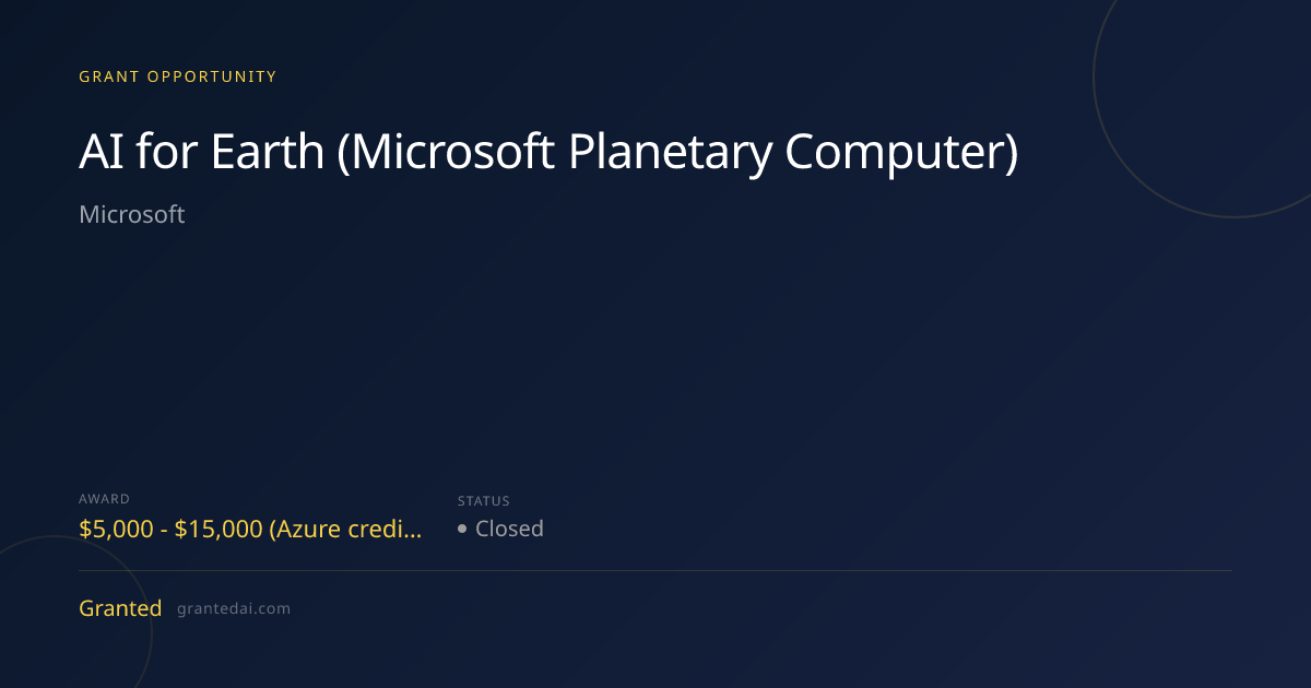 AI for Earth (Microsoft Planetary Computer) (2026) | Granted AI