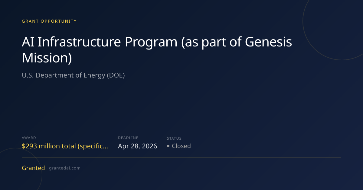 AI Infrastructure Program (as part of Genesis Mission) (2026) | Granted AI