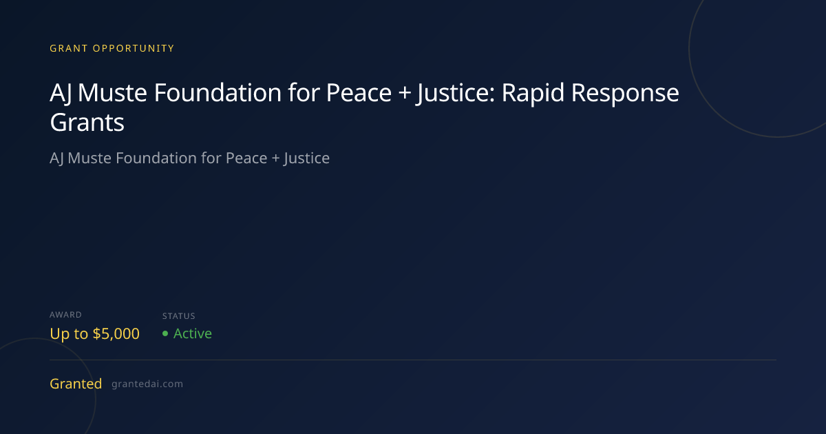 AJ Muste Foundation for Peace + Justice: Rapid Response Grants (2026 ...