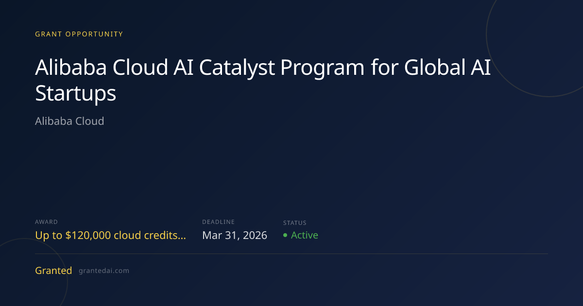 Alibaba Cloud AI Catalyst Program for Global AI Startups (2026 ...