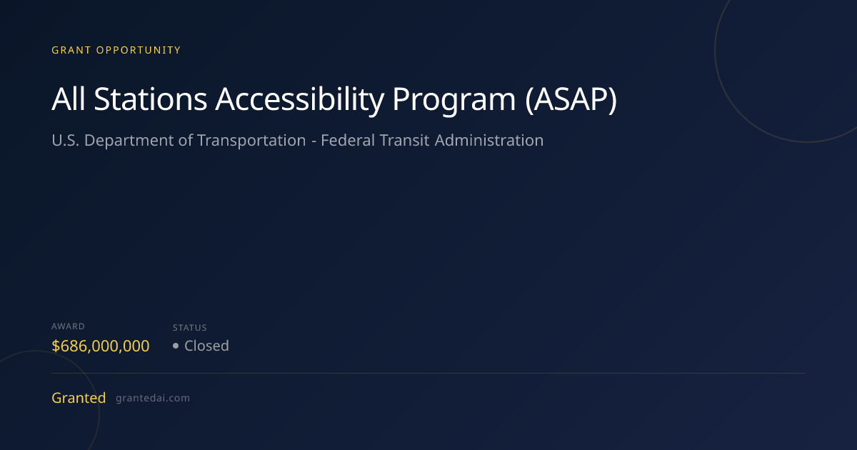 All Stations Accessibility Program (ASAP) (2026) | Granted AI