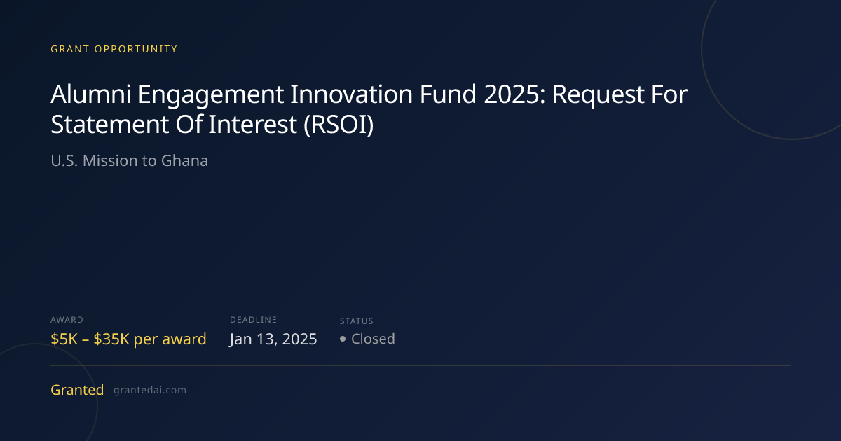 Alumni Engagement Innovation Fund 2025: Request For Statement Of ...