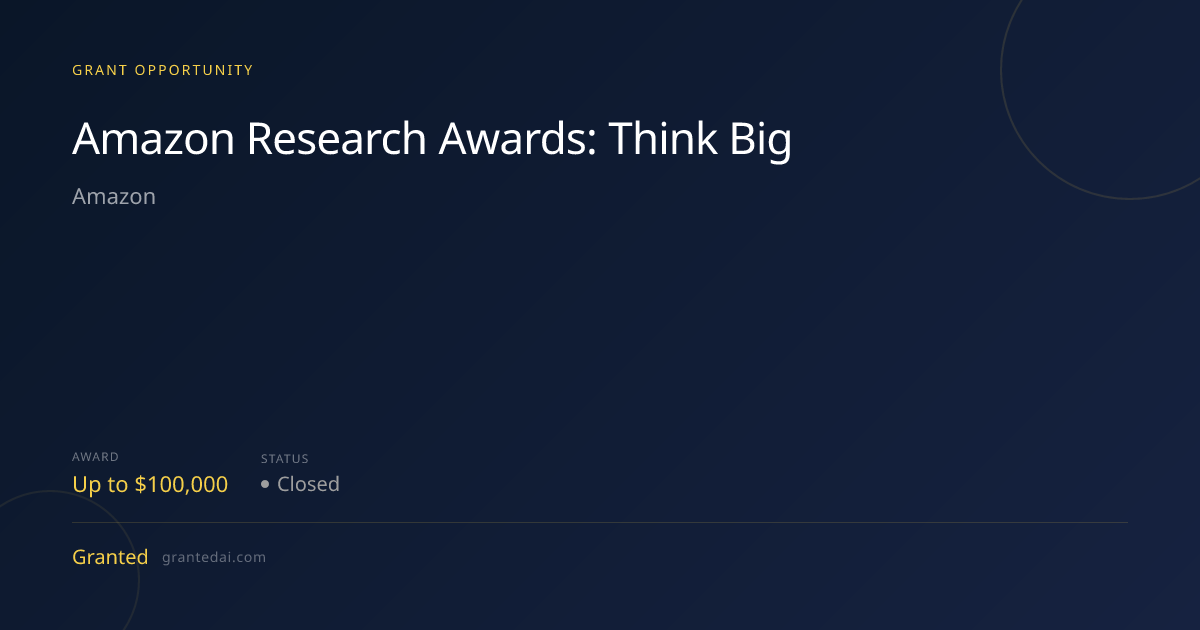 Amazon Research Awards: Think Big (2026) | Granted AI