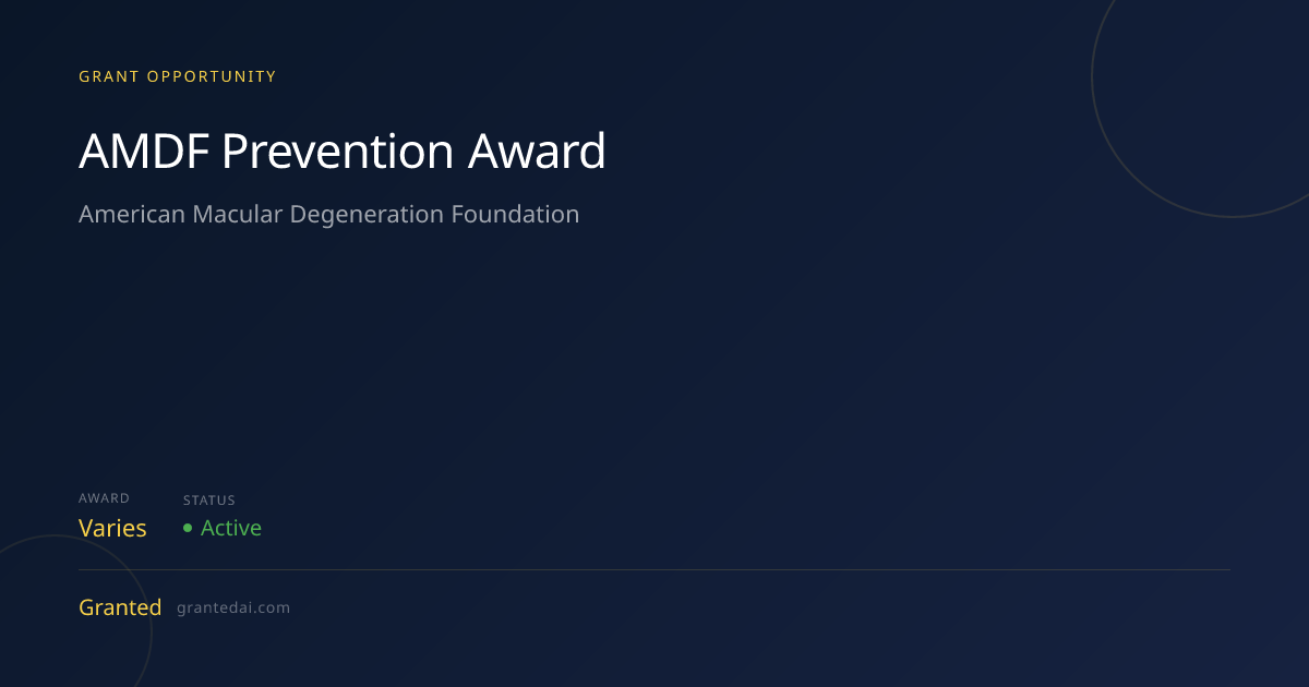 AMDF Prevention Award (2026) | Granted AI