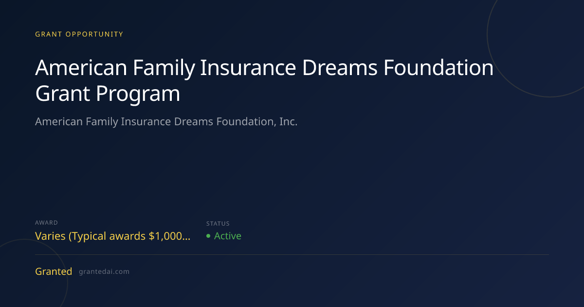 American Family Insurance Dreams Foundation Grant Program (2026 ...