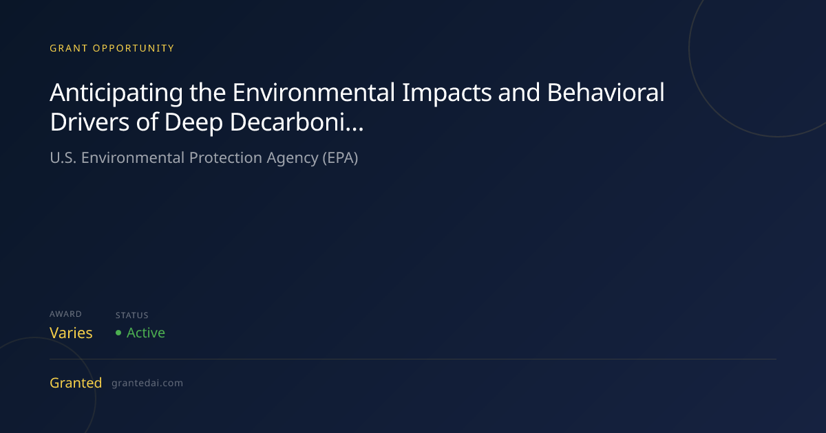 Anticipating the Environmental Impacts and Behavioral Drivers of Deep ...
