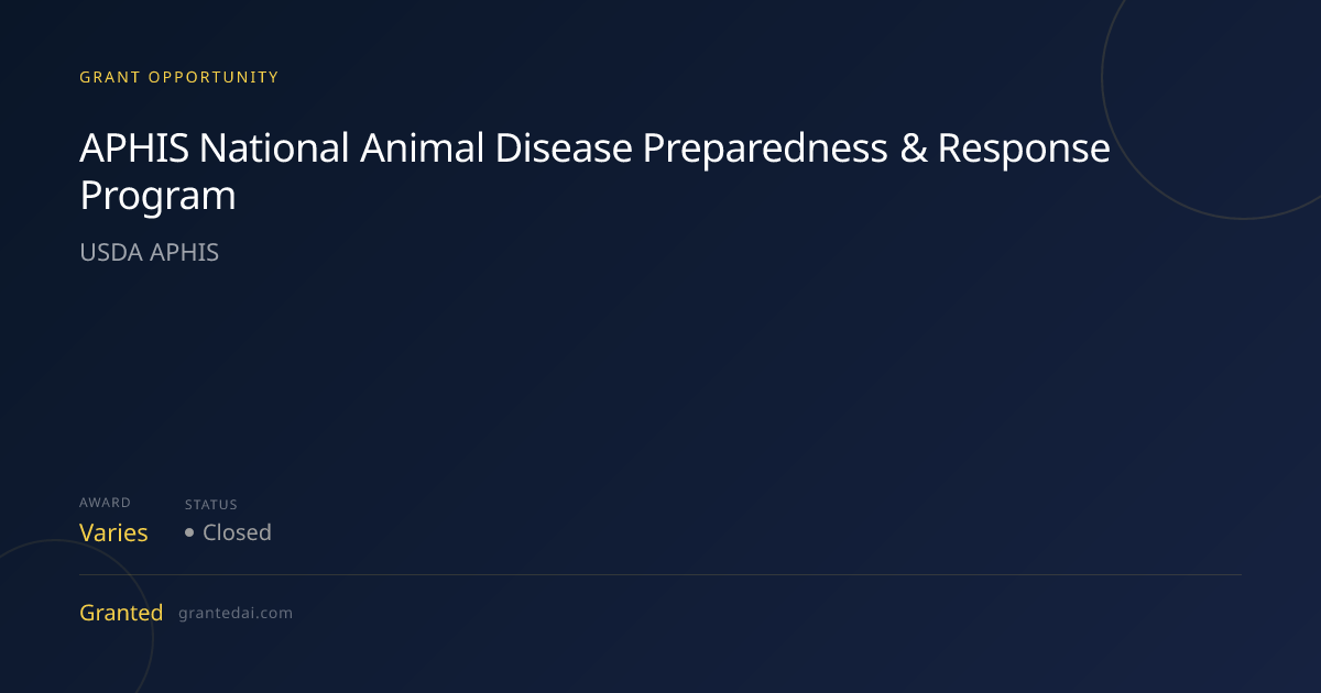 APHIS National Animal Disease Preparedness & Response Program (2026 ...