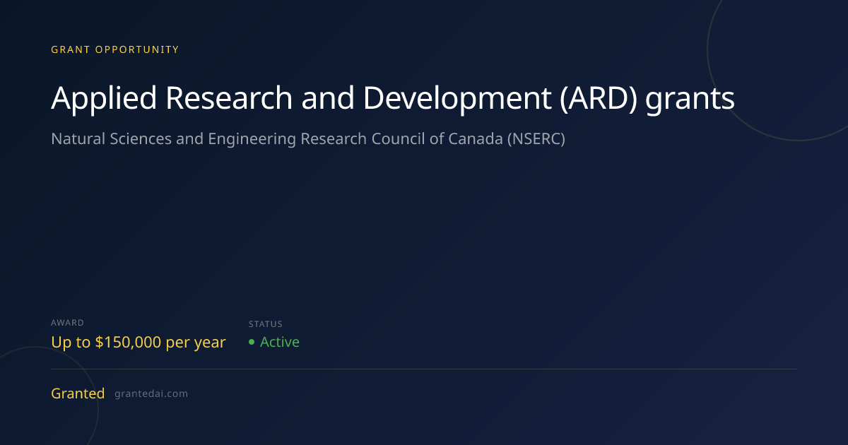 Applied Research and Development (ARD) grants (2026) | Granted AI