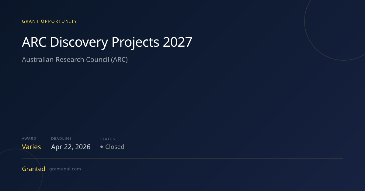 ARC Discovery Projects 2027 (2026) | Granted AI
