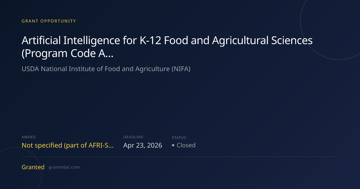 Artificial Intelligence for K-12 Food and Agricultural Sciences ...