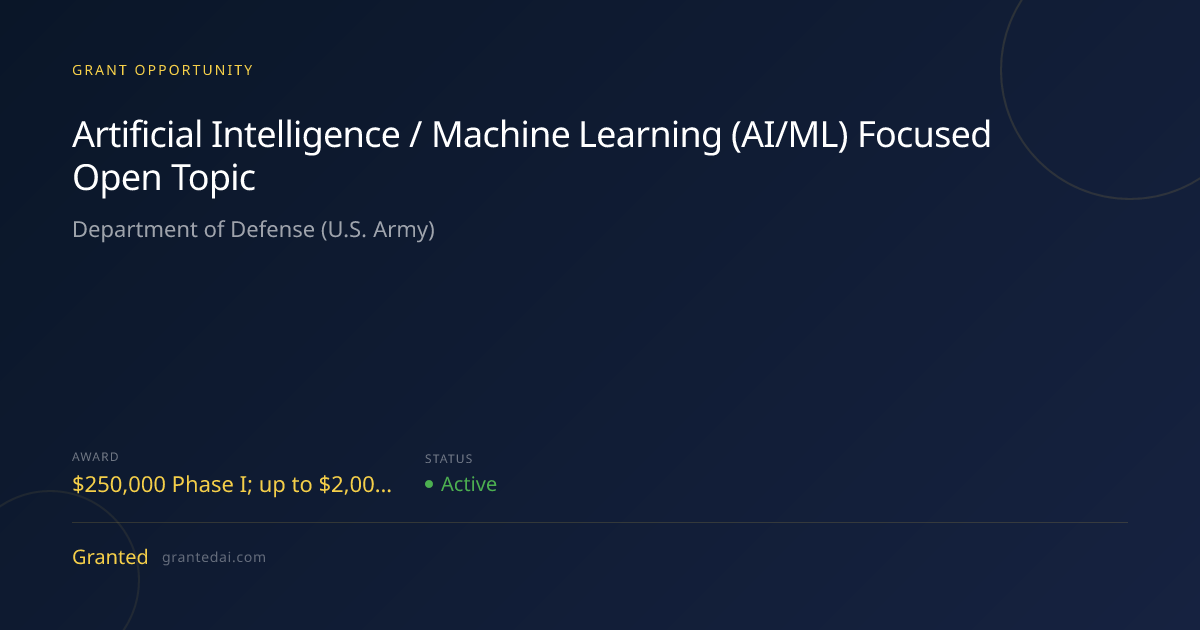 Artificial Intelligence / Machine Learning (AI/ML) Focused Open Topic ...
