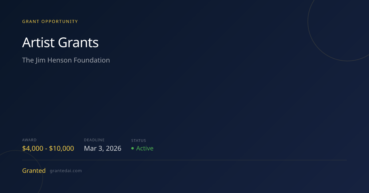 Artist Grants (2026) | Granted AI