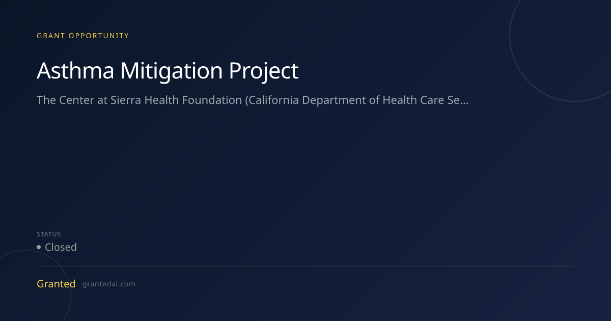 Asthma Mitigation Project (2026) | Granted AI