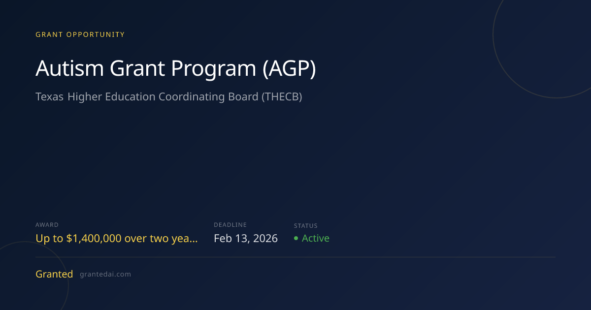 For Universities: Autism Grant Program (AGP) up to $1.4M | Granted AI