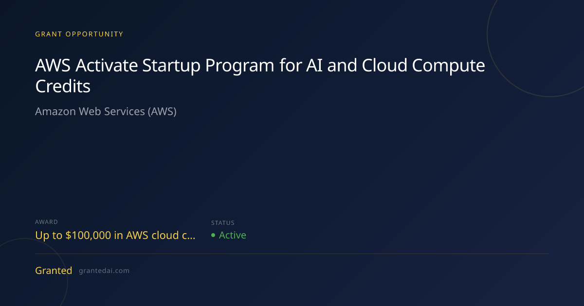 AWS Activate Startup Program for AI and Cloud Compute Credits (2026 ...