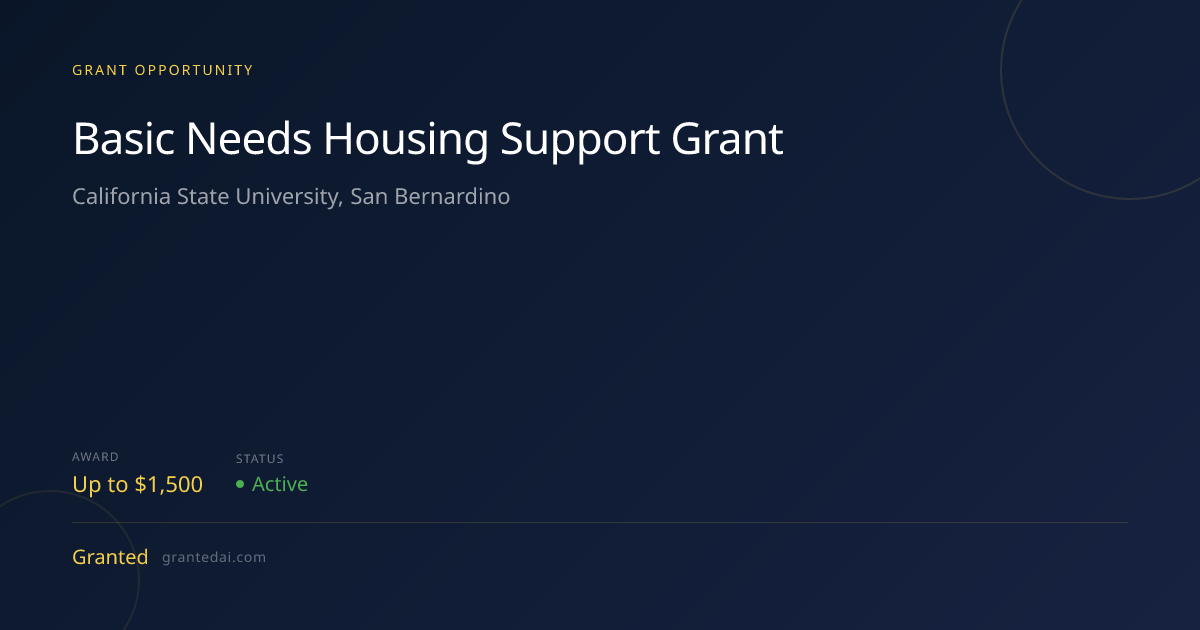 Basic Needs Housing Support Grant (2026) | Granted AI