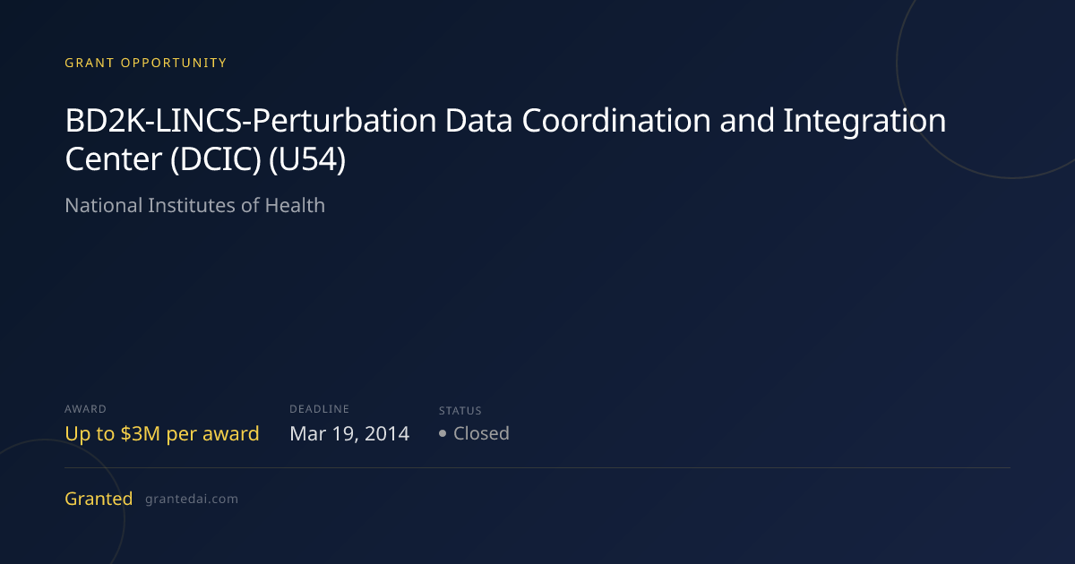 BD2K-LINCS-Perturbation Data Coordination and Integration Center (DCIC ...