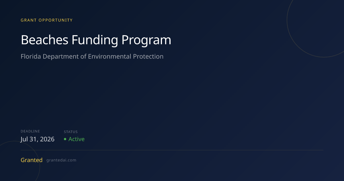 Beaches Funding Program (2026) | Granted AI