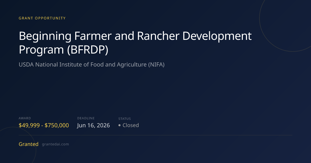 Beginning Farmer and Rancher Development Program (BFRDP) (2025 ...