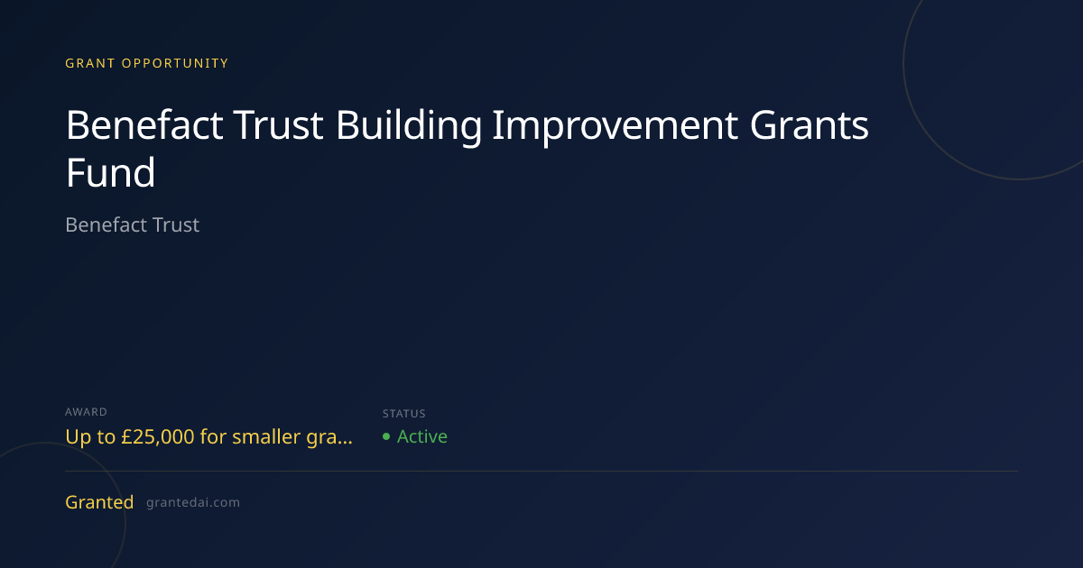Benefact Trust Building Improvement Grants Fund (2026) | Granted AI
