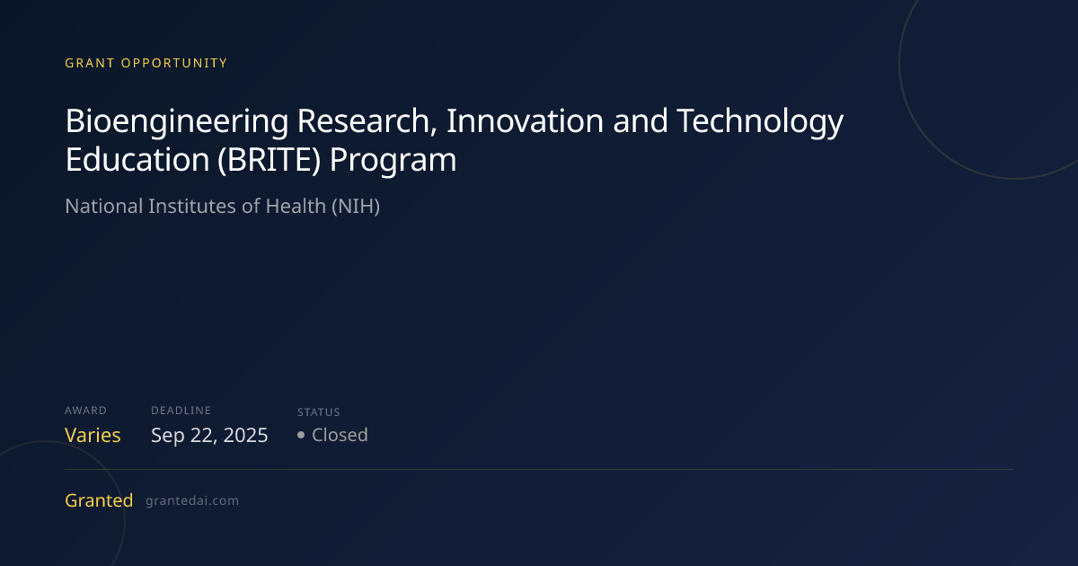 Bioengineering Research, Innovation and Technology Education (BRITE ...