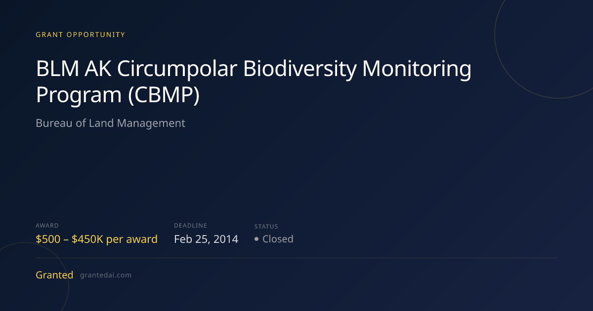 BLM AK Circumpolar Biodiversity Monitoring Program (CBMP) (2014 ...