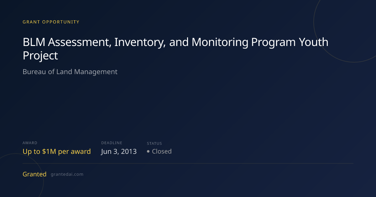 BLM Assessment, Inventory, and Monitoring Program Youth Project (2013 ...