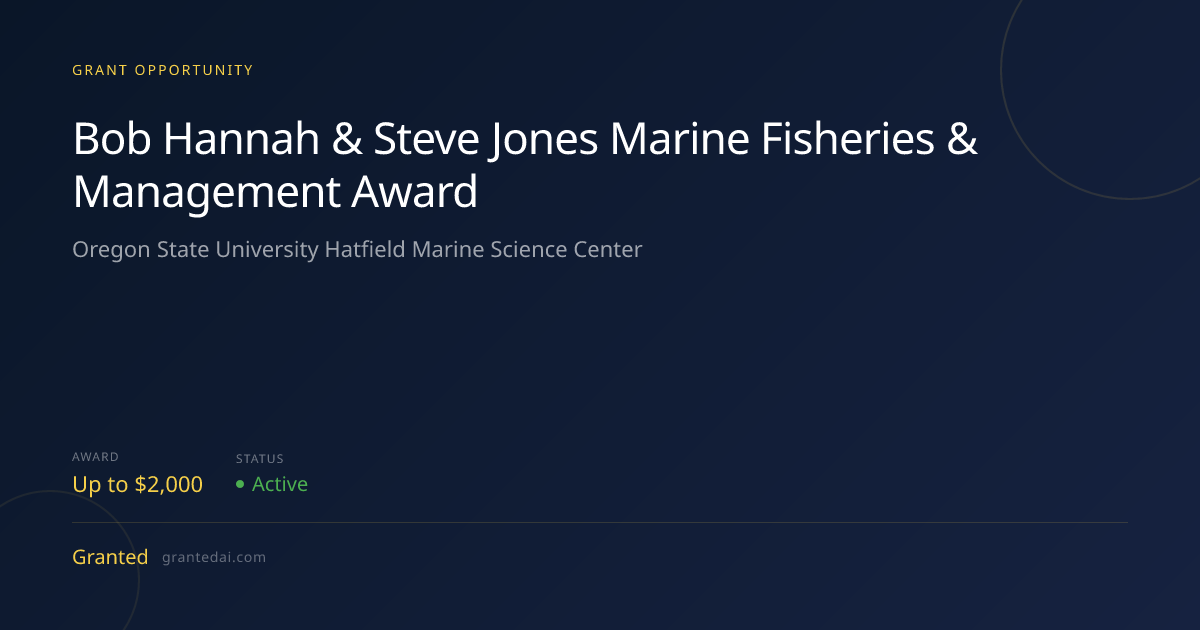 Bob Hannah & Steve Jones Marine Fisheries & Management Award (2026 ...