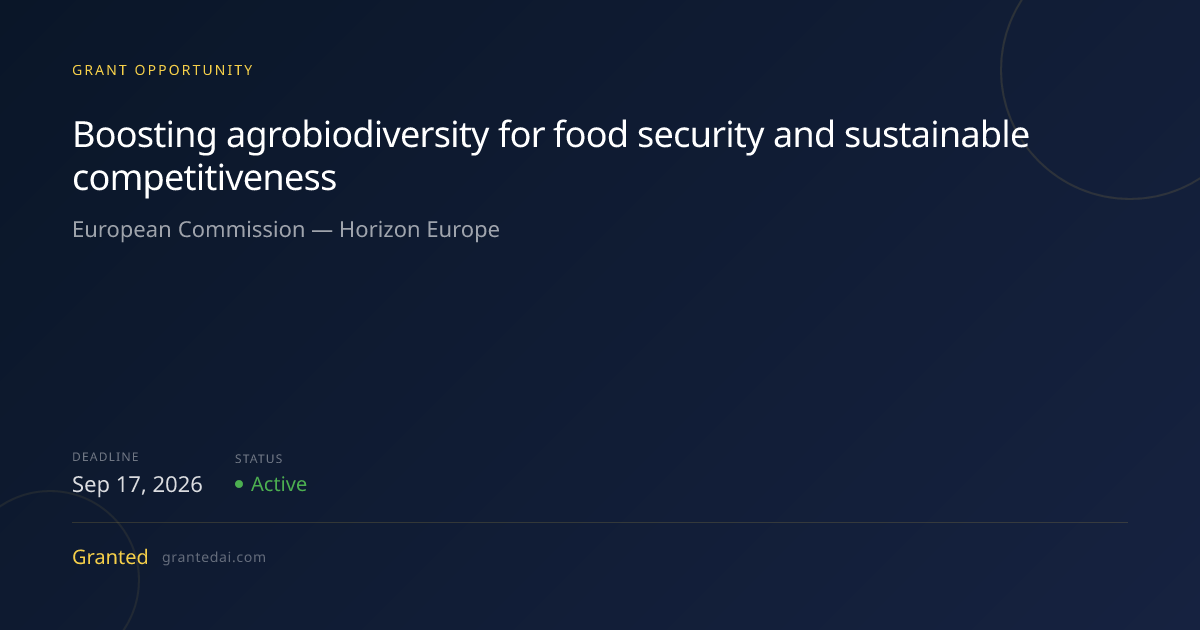 Boosting agrobiodiversity for food security and sustainable competitiveness (2026) | Granted AI