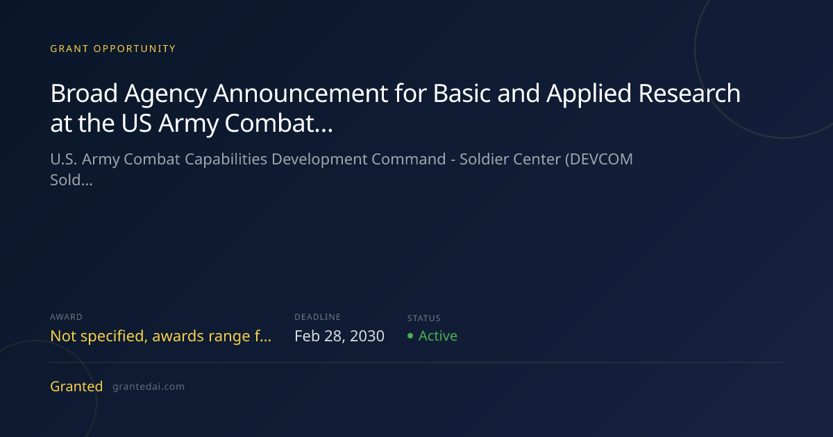 Broad Agency Announcement for Basic and Applied Research at the US Army ...