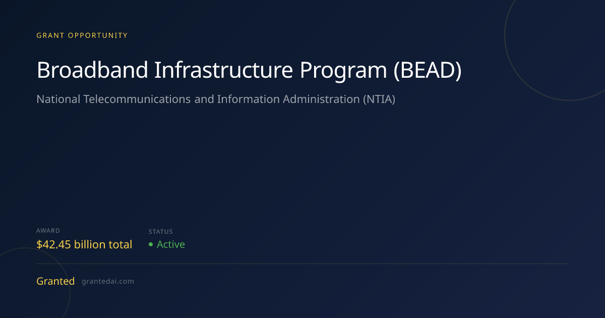 Broadband Infrastructure Program (BEAD) (2026) | Granted AI