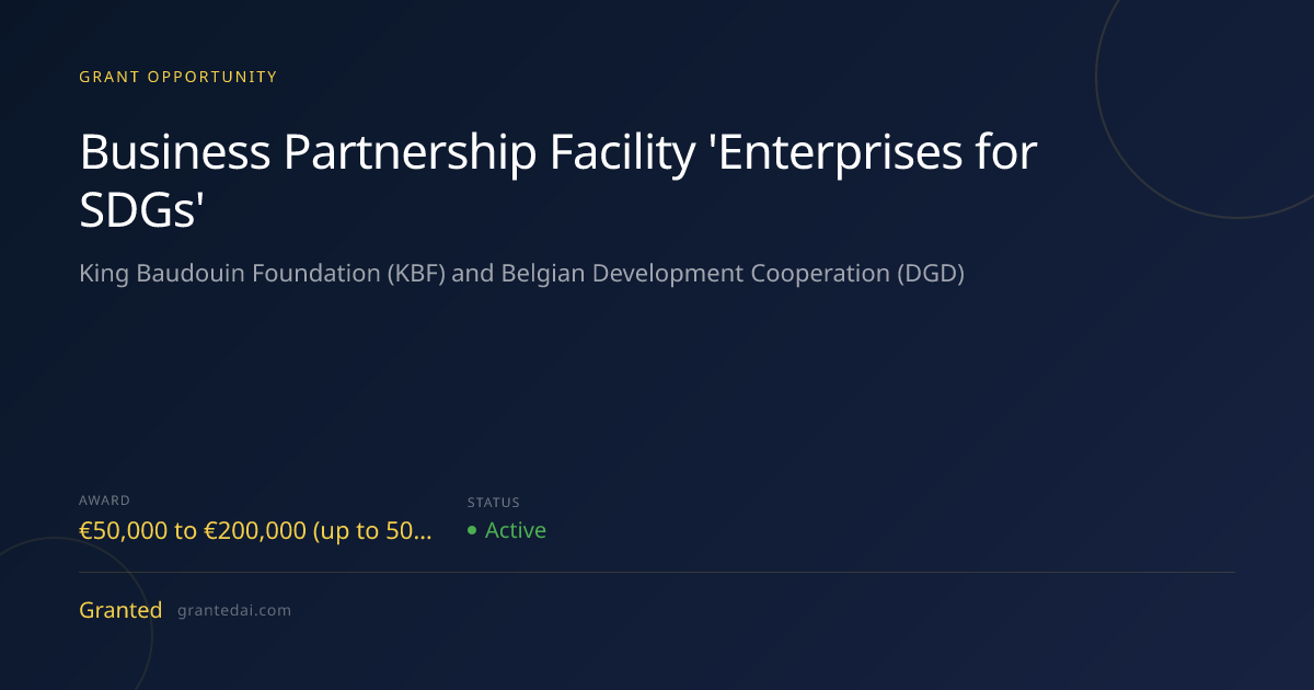 Business Partnership Facility 'Enterprises for SDGs' (2026) | Granted AI
