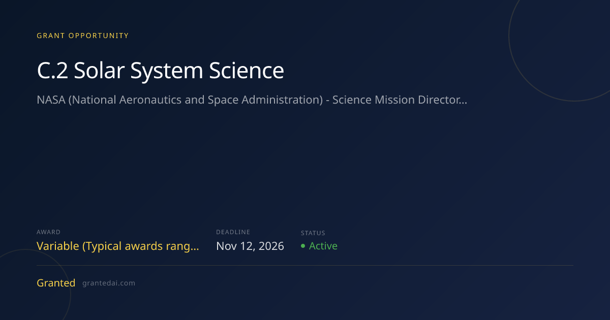 C.2 Solar System Science (2026) | Granted AI