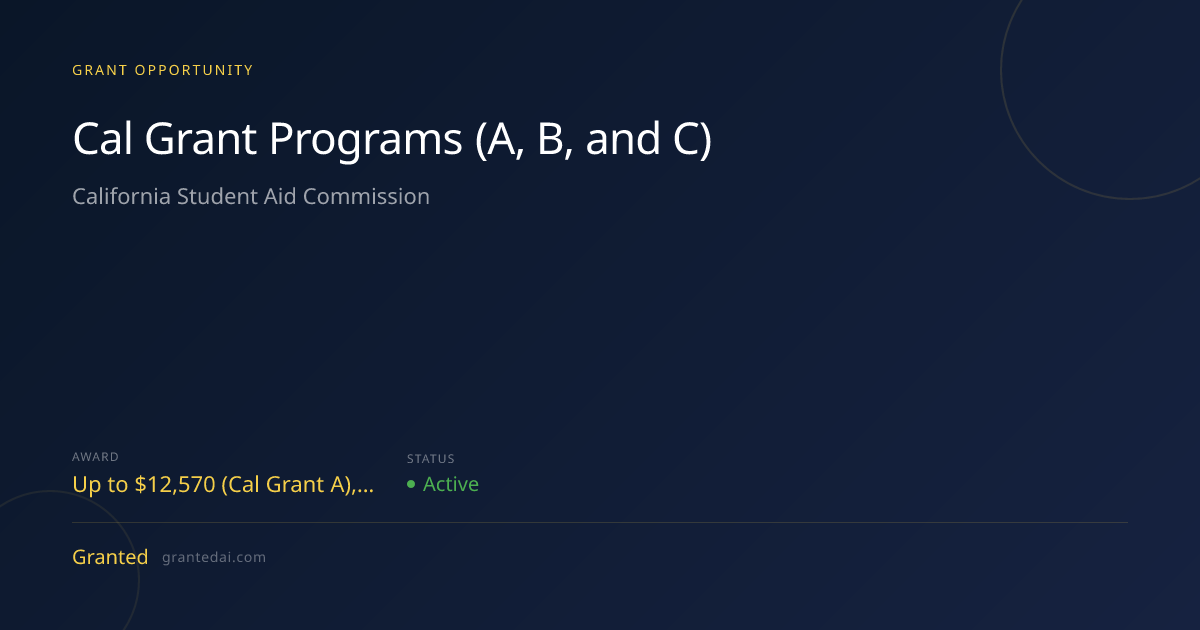 Cal Grant Programs (A, B, and C) (2026) | Granted AI