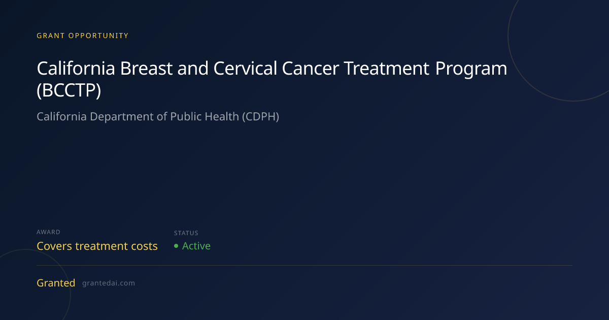California Breast and Cervical Cancer Treatment Program (BCCTP) (2026 ...