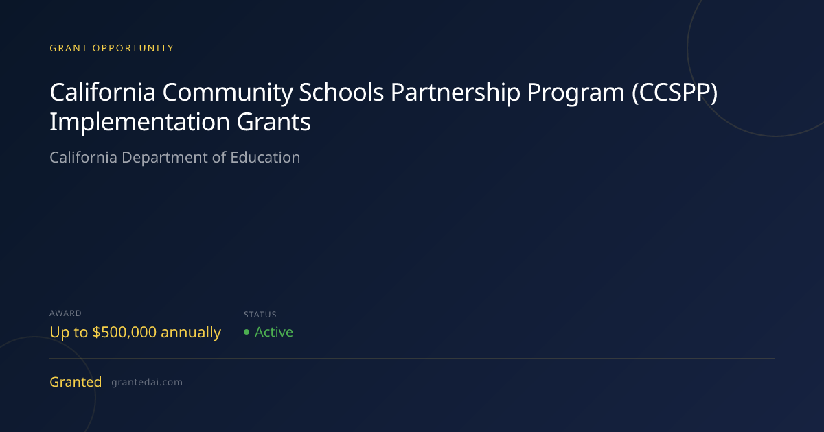 California Community Schools Partnership Program (CCSPP) Implementation ...