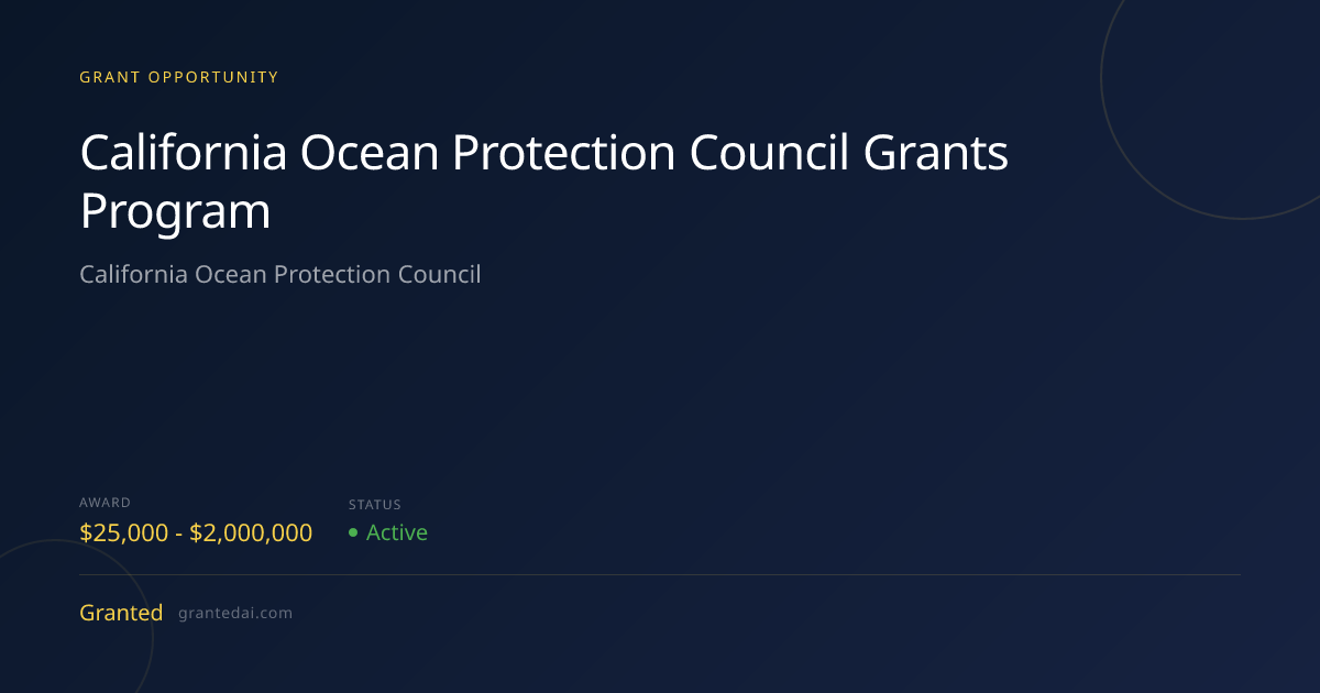 California Ocean Protection Council Grants Program (2026) | Granted AI