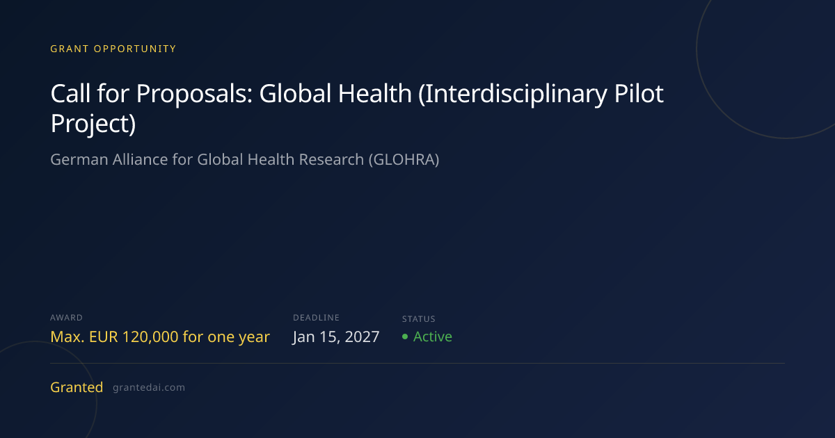 Call for Proposals: Global Health (Interdisciplinary Pilot Project ...