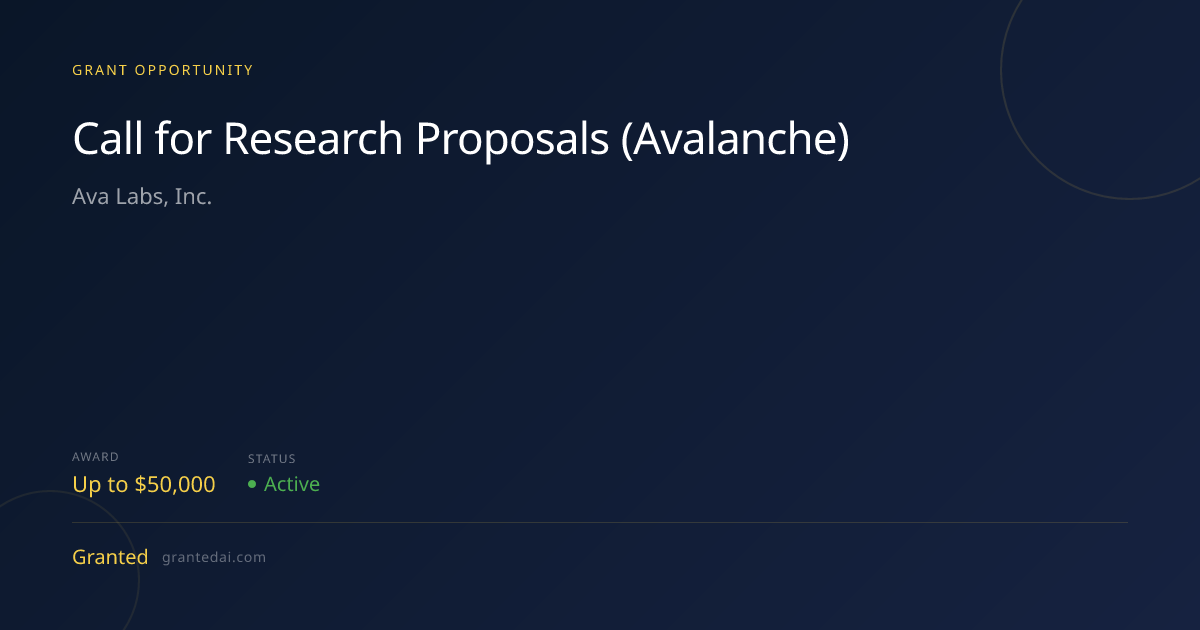 Call for Research Proposals (Avalanche) (2026) | Granted AI