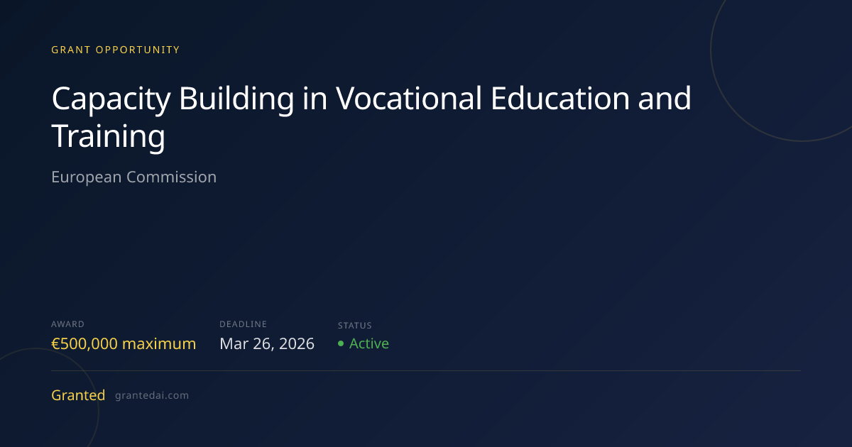 Capacity Building in Vocational Education and Training (2026) | Granted AI