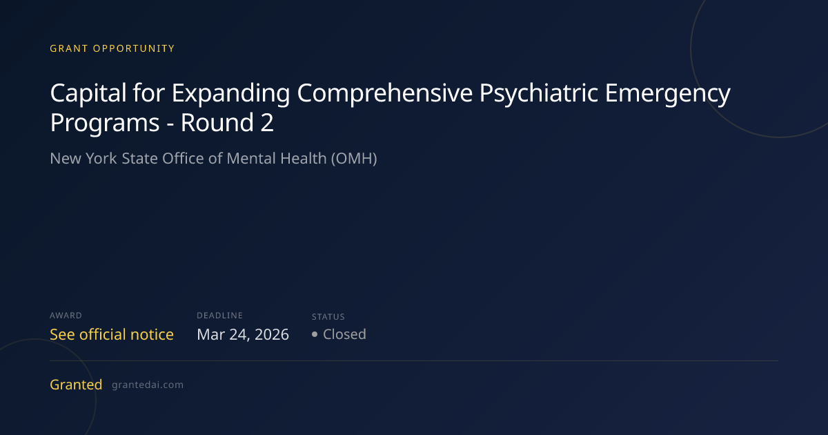 Capital for Expanding Comprehensive Psychiatric Emergency Programs ...