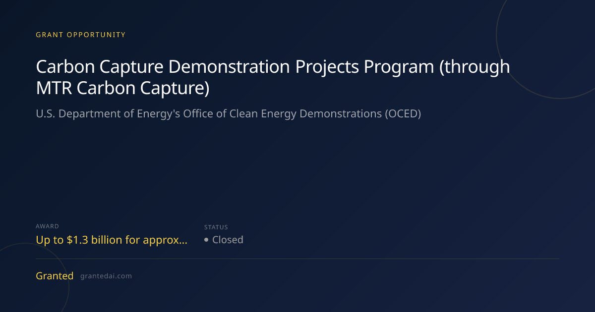 Carbon Capture Demonstration Projects Program (through MTR Carbon ...