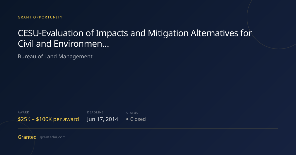 CESU-Evaluation of Impacts and Mitigation Alternatives for Civil and ...