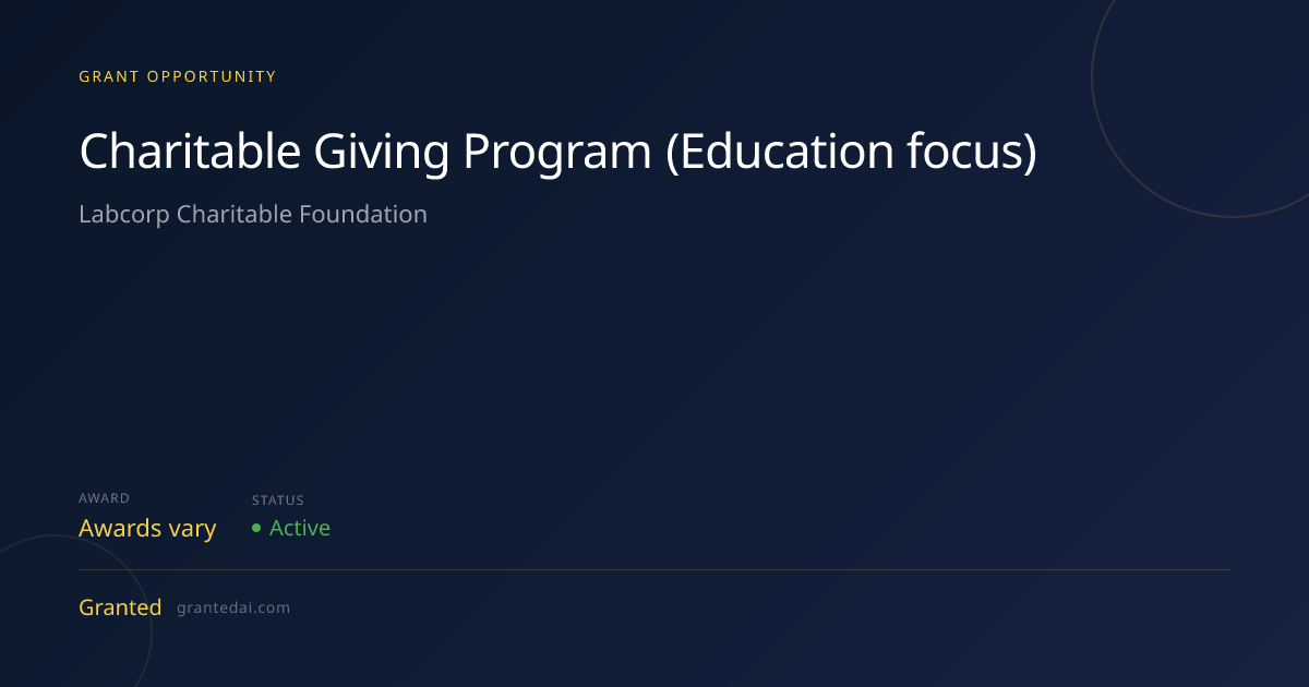 Charitable Giving Program (Education focus) (2026) | Granted AI